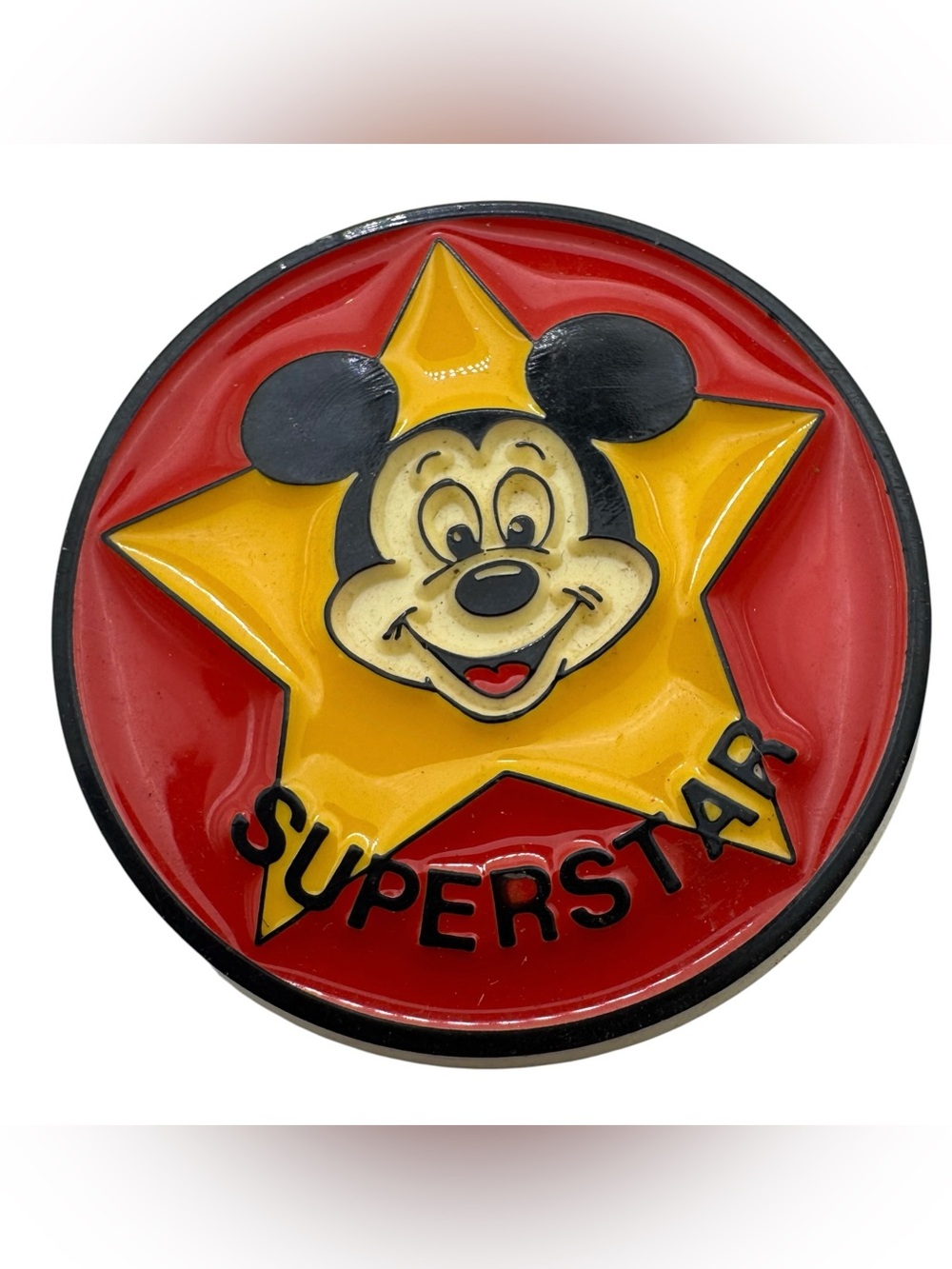 Vintage Disney Superstar Mickey Mouse Resin Badge Pin Monogram